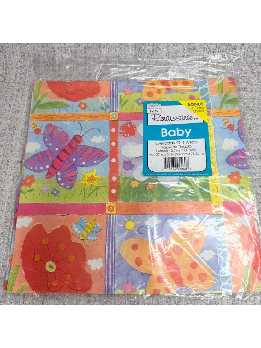 Vintage Renaissance Baby Gift Wrap Butterfly Floral Nursery Wrapping Paper Seal